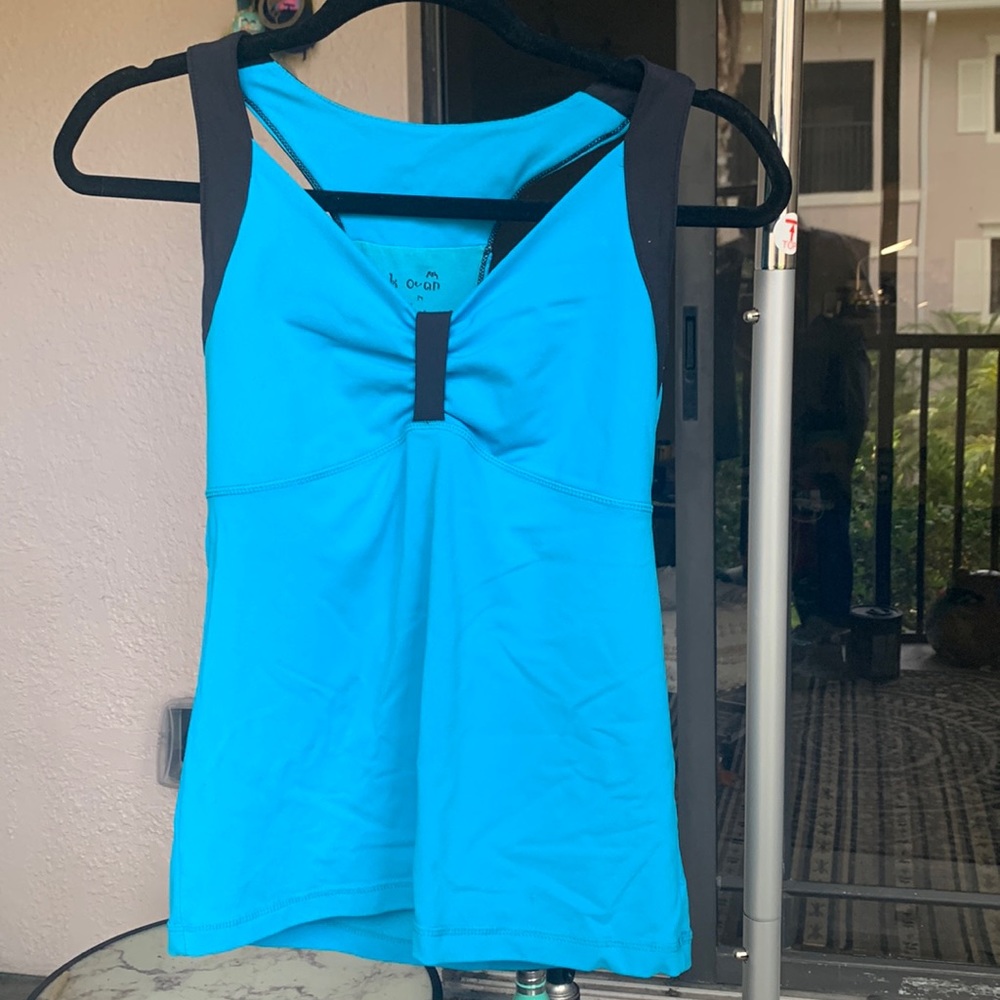 Fitted Black and Blue Racerback Tank Top
